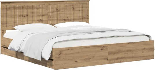 vidaXL Bed Frame with Storage and Headboard Artisan Oak 180 x 200 cm