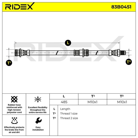 Bremseslange RIDEX 83B0451
