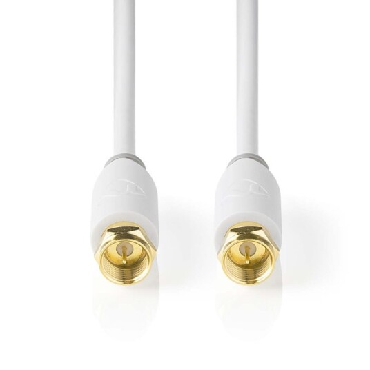 Nedis 3m Gullbelagt Koaksialkabel F Han for Antenne og Parabol Hvit