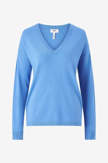 Object - Genser objThess L/S V-neck Knit Pullover - Blå