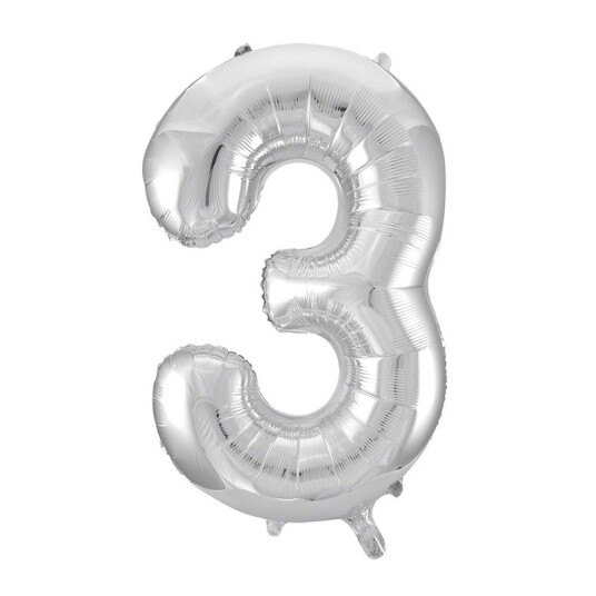 Folie Ballong Sølv 86 cm - Tallet 3 Folie Ballong Sølv 86 cm - Tallet 3