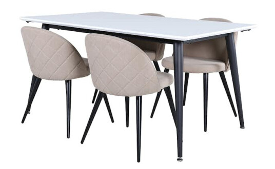 Spisegruppe Venture Home Jolie med 4 Valentina Stitcthes Stoler Polyesterlinen