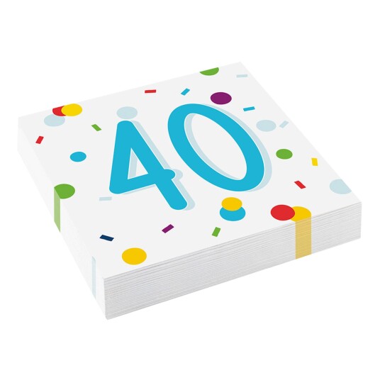 Servietter Confetti Birthday 40 20 pakning
