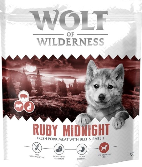 Wolf Of Wilderness Tørrfôr Junior Ruby Midnight & Kanin Kornfri Oppskrift Biff 1 kg