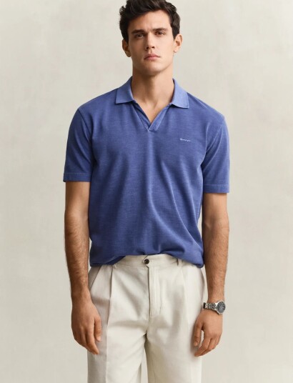 Gant Washed Slub Ss Polo Blue XXXXL