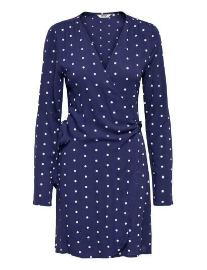 ONLY Onlkeshav L/S V Neck Wrap Dress Wvn Blue L ONLY Onlkeshav L/S V Neck Wrap Dress Wvn Blue L