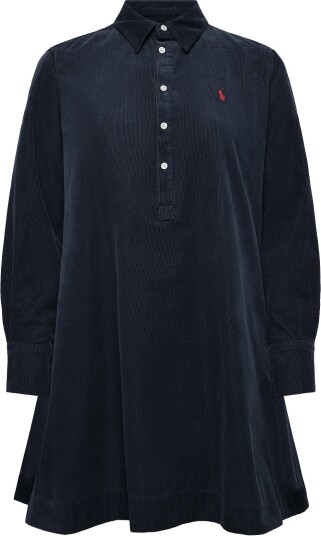 Polo Ralph Lauren Corduroy Pleated Shirtdress NAVY 38