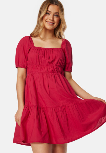 BUBBLEROOM Short Sleeve Cotton Dress Red M