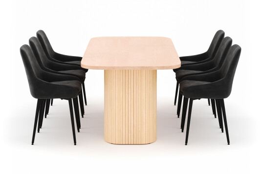 Scandinavian Choice Kopparbo Spisegruppe 200x90cm med 6 Alsarp Spisestoler Naturell