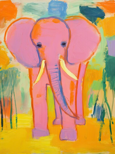 Plakat Fargerik Elefant