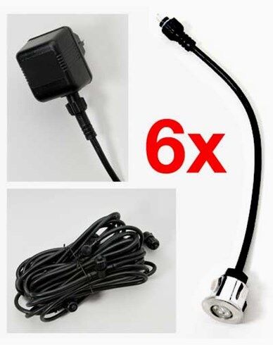 Konstsmide Markspot LED mini 6st/set varmhvit ink transformator 12V. 7464-000 1733931-02-0 1733937-01-0
