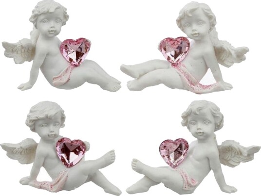 1 stk Assortert Englebarn med Rosa Hjerte i Hånden