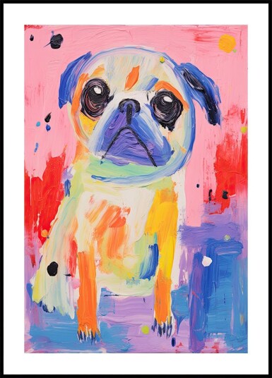 Colorful Pug Plakat Plakat / 100x150cm