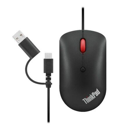 Lenovo ThinkPad Optisk Mus med 4 Knapper - Kablet USB-C - Rød