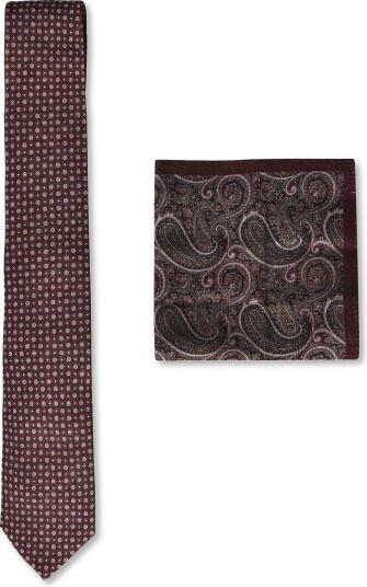 Amanda Christensen Tie & Pocket Square 314 BORDEAUX One Size