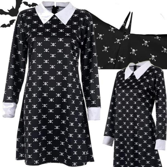 Wednesday Addams Kostyme med Kjole til Barn 135-145 cm