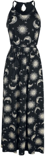 Gothicana by EMP Goth Lang kjole Maxi Kjole med Sol Måne og Stjerner XS til 5XL Damer svart