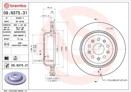 Bremseskive BREMBO 09.N375.31