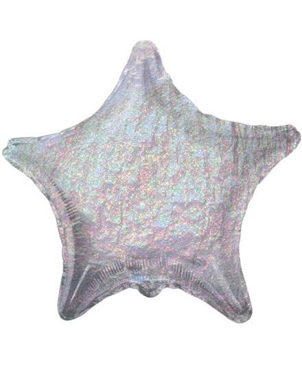 Sølvfarget Holografisk Stjerne Folieballong 56 cm