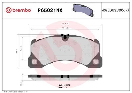 Bremseklosser BREMBO P65021NX