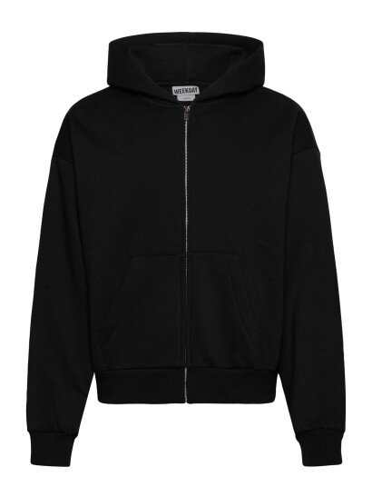 Weekday Loose Fit Zip Hoodie - Black - S