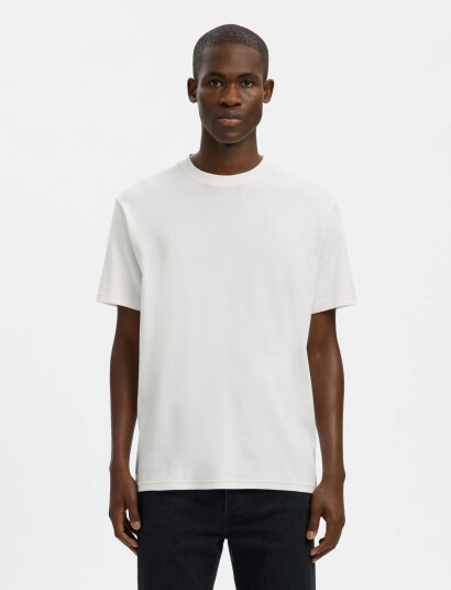 Selected Slhspencer Rib Ss O Neck Tee Noos   White   L