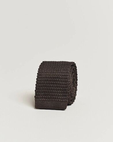 Amanda Christensen Knitted Silk Tie 6 cm Brown