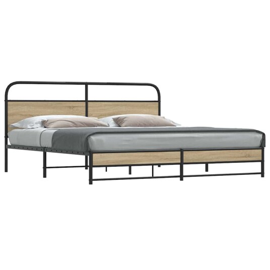 Sengeramme i metall uten madrass røkt eik 180x200 cm 8721158549532