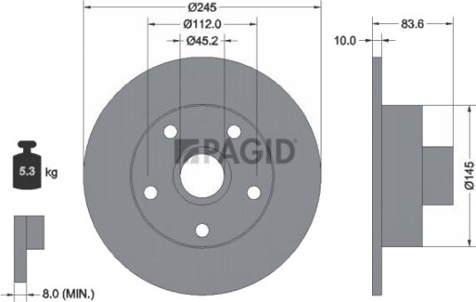 PAGID 53944NC Bremseskive PAGID 53944NC Bremseskive