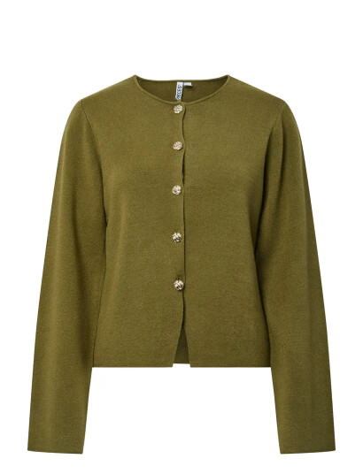 Pieces Pcfarie Ls O-Neck Split Knit D2D Fsy - Khaki green - XS Pieces Pcfarie Ls O-Neck Split Knit D2D Fsy - Khaki green - XS