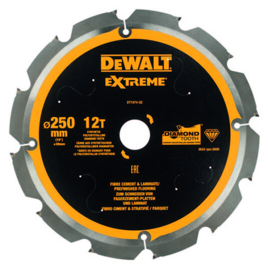 Dewalt Sagblad 250x30 fibersement dt1474 Dewalt Sagblad 250x30 fibersement dt1474