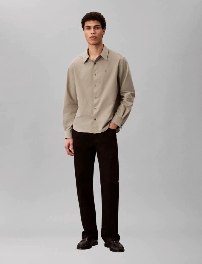 Calvin Klein Ls Yd Stripe Seersucker Classic Green XXL