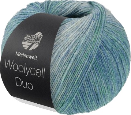 Lana Grossa Meilenweit 100 Woolycell Duo Garn 6006 Turkisblå/Grønn/Lys turkis