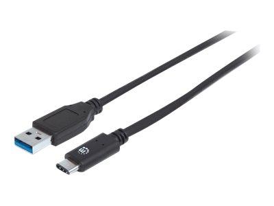 Manhattan USB-C-kabel 1m 10 Gbit/s PVC Sort Manhattan USB-C-kabel 1m 10 Gbit/s PVC Sort