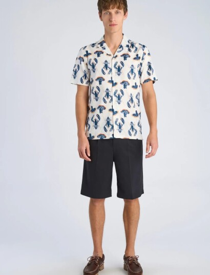 Lindbergh Cotton/Viscose Slub Aop Resort Shir - White - S Lindbergh Cotton/Viscose Slub Aop Resort Shir - White - S