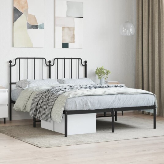 vidaXL Sengeramme i metall med hodegavl svart 140x190 cm 8721012211964