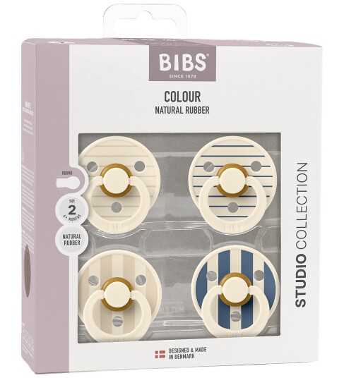 BIBS Studio Colour Pin Ivory Vanilla Mix/Pin Ivory Steel Blue Mix   Flere størrelser