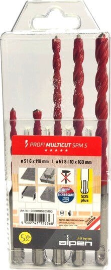 Hårdmetall Multibor-Sett 5 Deler Alpen Multicut 100905100 Sds-Plus 1 Sett