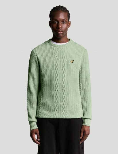 Lyle & Scott Ribbed Cable Knit Jumper - Green - S Lyle & Scott Ribbed Cable Knit Jumper - Green - S