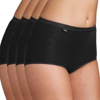 Sloggi Truser 4P Basic Plus Maxi Svart bomull 40 Dame
