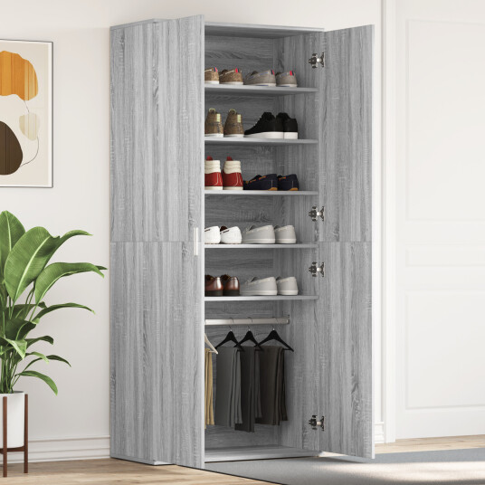 Skoskap Grå Sonoma 80x39x180 cm Konstruert tre Skoskap Grå Sonoma 80x39x180 cm Konstruert tre
