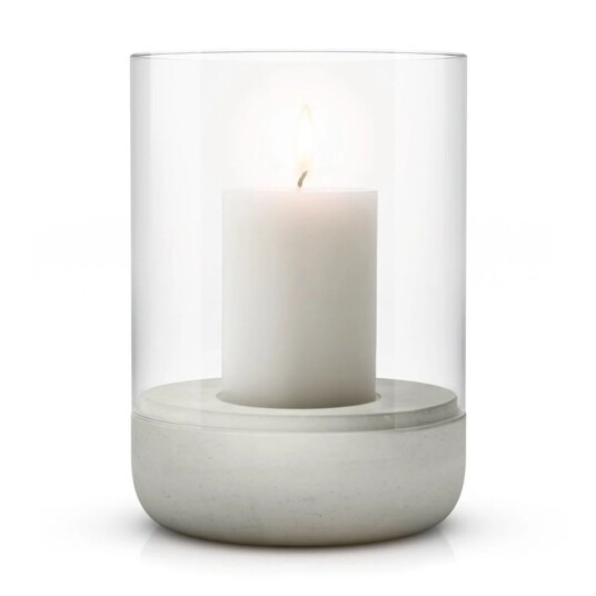 Blomus Calma Lykt med Kubbelys Ø 15 cm i Betong og Glass Lys Grå Blomus Calma Lykt med Kubbelys Ø 15 cm i Betong og Glass Lys Grå