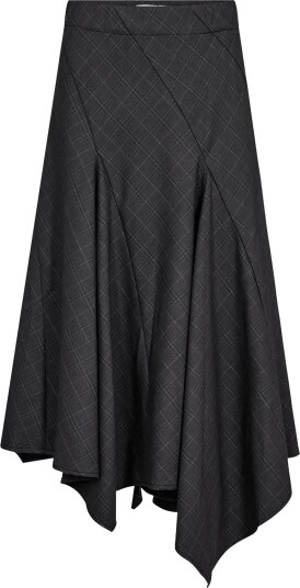 Co" Couture Eloracc Check Asym Skirt DARK GREY M