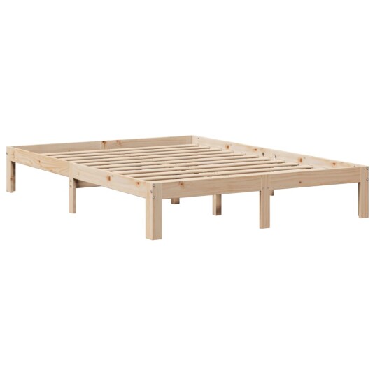 Seng med bokhylle uten madrass 140x200 cm heltre furu 3322515