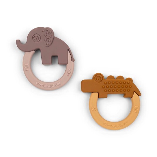 Done By Deer Deer Friends 2pk Bitering/teether Grønn/blå Done By Deer Deer Friends 2pk Bitering/teether Grønn/blå