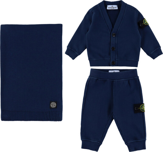 Stone Island Gaveeske - Cardigan/Joggebukser/Teppe - Navy Blue - Stone Island - 6-9 md - Cardigan - Blå - 68-74