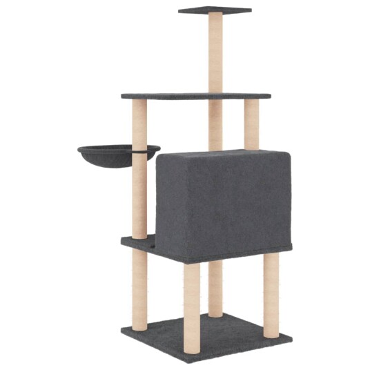 Vidaxl Kattetre Med Klorestolper I Sisal Mørkegrå 132 cm