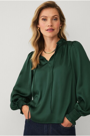 Ellos Collection Bluse med volanger Grønn