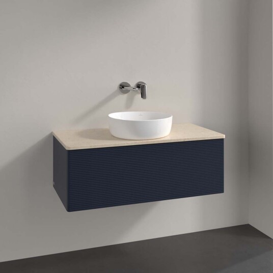 Villeroy & Boch Antao Servantskap med 1 skuff 100x50x36 cm m/lys Blå Matt/Crème Villeroy & Boch Antao Servantskap med 1 skuff 100x50x36 cm m/lys Blå Matt/Crème