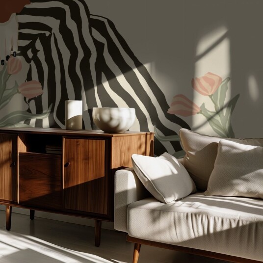 Tapet   Stripete Blomsterdesign